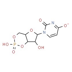 ChemSpider 2D Image | 1-(2,7-Dihydroxy-2-oxidotetrahydro-4H-furo[3,2-d][1,3,2]dioxaphosphinin-6-yl)-2-oxo-1,2-dihydro-4-pyrimidinolate | C9H10N2O8P