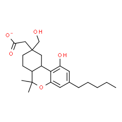 ChemSpider 2D Image | [1-Hydroxy-9-(hydroxymethyl)-6,6-dimethyl-3-pentyl-6a,7,8,9,10,10a-hexahydro-6H-benzo[c]chromen-9-yl]acetate | C23H33O5