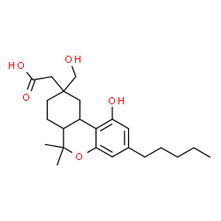ChemSpider 2D Image | [1-Hydroxy-9-(hydroxymethyl)-6,6-dimethyl-3-pentyl-6a,7,8,9,10,10a-hexahydro-6H-benzo[c]chromen-9-yl]acetic acid | C23H34O5