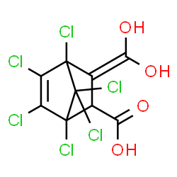 ChemSpider 2D Image | 1,4,5,6,7,7-Hexachloro-3-(dihydroxymethylene)bicyclo[2.2.1]hept-5-ene-2-carboxylic acid | C9H4Cl6O4