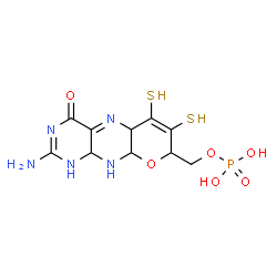 ChemSpider 2D Image | (2-Amino-4-oxo-6,7-disulfanyl-1,5a,8,9a,10,10a-hexahydro-4H-pyrano[3,2-g]pteridin-8-yl)methyl dihydrogen phosphate | C10H14N5O6PS2