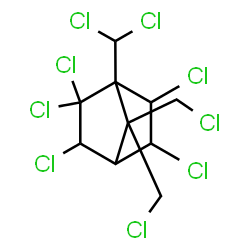 ChemSpider 2D Image | 2,2,3,5,6-Pentachloro-7,7-bis(chloromethyl)-1-(dichloromethyl)bicyclo[2.2.1]heptane | C10H9Cl9
