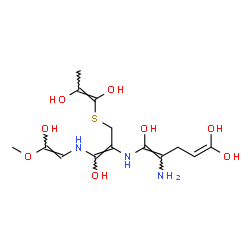 ChemSpider 2D Image | (4E)-4-Amino-5-{[(1Z)-3-{[(1Z)-1,2-dihydroxy-1-propen-1-yl]sulfanyl}-1-hydroxy-1-{[(E)-2-hydroxy-2-methoxyvinyl]amino}-1-propen-2-yl]amino}-1,4-pentadiene-1,1,5-triol | C14H23N3O8S