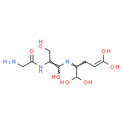 ChemSpider 2D Image | N-{(1Z)-1,3-Dihydroxy-1-[(Z)-(1,1,5,5-tetrahydroxy-4-penten-2-ylidene)amino]-1-propen-2-yl}glycinamide | C10H17N3O7
