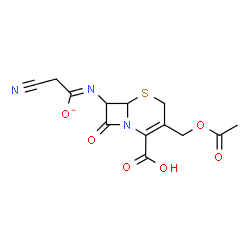 ChemSpider 2D Image | (1Z)-N-[3-(Acetoxymethyl)-2-carboxy-8-oxo-5-thia-1-azabicyclo[4.2.0]oct-2-en-7-yl]-2-cyanoethanimidate | C13H12N3O6S