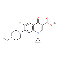 ChemSpider 2D Image | 1-Cyclopropyl-7-(4-ethyl-1-piperazinyl)-6-fluoro-4-oxo-1,4-dihydro-3-quinoline(~2~H)carboxylic acid | C19H21DFN3O3