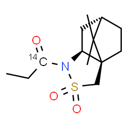 ChemSpider 2D Image | 1-[(1R,5S,7S)-10,10-Dimethyl-3,3-dioxido-3-thia-4-azatricyclo[5.2.1.0~1,5~]dec-4-yl]-1-(1-~14~C)propanone | C1214CH21NO3S