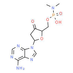 ChemSpider 2D Image | [5-(6-Amino-9H-purin-9-yl)-3-oxotetrahydro-2-furanyl]methyl hydrogen dimethylphosphoramidate | C12H17N6O5P
