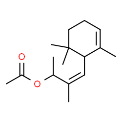 ChemSpider 2D Image | (3Z)-3-Methyl-4-(2,6,6-trimethyl-2-cyclohexen-1-yl)-3-buten-2-yl acetate | C16H26O2