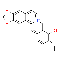 ChemSpider 2D Image | 9-Hydroxy-10-methoxy[1,3]dioxolo[4,5-g]isoquinolino[3,2-a]isoquinolin-7-ium | C19H14NO4