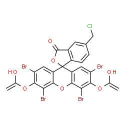 ChemSpider 2D Image | 2',4',5',7'-Tetrabromo-5-(chloromethyl)-3',6'-bis[(1-hydroxyvinyl)oxy]-3H-spiro[2-benzofuran-1,9'-xanthen]-3-one | C25H13Br4ClO7