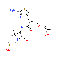ChemSpider 2D Image | (2Z)-2-(2-Amino-1,3-thiazol-4-yl)-2-{[(2,2-dihydroxyvinyl)oxy]imino}-N-[(3Z)-4-hydroxy-2,2-dimethyl-1-(sulfooxy)-3-azetidinylidene]acetamide | C12H15N5O9S2