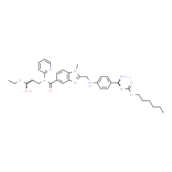 ChemSpider 2D Image | Hexyl [(Z)-amino(4-{[(5-{[(2E)-3-ethoxy-3-hydroxy-2-propen-1-yl](2-pyridinyl)carbamoyl}-1-methyl-1H-benzimidazol-2-yl)methyl]amino}phenyl)methylene]carbamate | C34H41N7O5