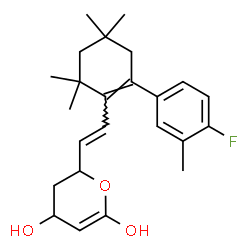 ChemSpider 2D Image | 2-{(E)-2-[2-(4-Fluoro-3-methylphenyl)-4,4,6,6-tetramethyl-1-cyclohexen-1-yl]vinyl}-3,4-dihydro-2H-pyran-4,6-diol | C24H31FO3