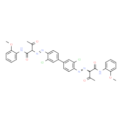 ChemSpider 2D Image | 2,2'-[(3,3'-Dichloro-4,4'-biphenyldiyl)di(E)-2,1-diazenediyl]bis[N-(2-methoxyphenyl)-3-oxobutanamide] | C34H30Cl2N6O6