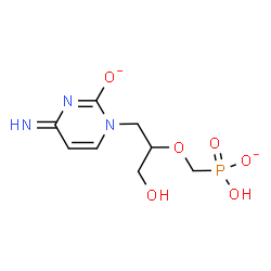 ChemSpider 2D Image | Hydrogen ({[1-hydroxy-3-(4-imino-2-oxido-1(4H)-pyrimidinyl)-2-propanyl]oxy}methyl)phosphonate | C8H12N3O6P