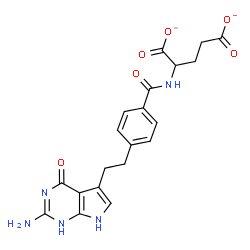 ChemSpider 2D Image | 2-({4-[2-(2-Amino-4-oxo-4,7-dihydro-1H-pyrrolo[2,3-d]pyrimidin-5-yl)ethyl]benzoyl}amino)pentanedioate | C20H19N5O6
