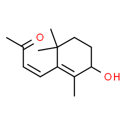 ChemSpider 2D Image | (3Z)-4-(3-Hydroxy-2,6,6-trimethyl-1-cyclohexen-1-yl)-3-buten-2-one | C13H20O2