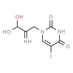 ChemSpider 2D Image | 1-(3,3-Dihydroxy-2-iminopropyl)-5-iodo-2,4(1H,3H)-pyrimidinedione | C7H8IN3O4