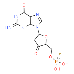 ChemSpider 2D Image | O-{[5-(2-Imino-6-oxo-1,2,3,6-tetrahydro-9H-purin-9-yl)-3-oxotetrahydro-2-furanyl]methyl} dihydrogen phosphorothioate | C10H12N5O6PS