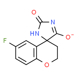 ChemSpider 2D Image | 6-Fluoro-2'-oxo-2,2',3,3'-tetrahydrospiro[chromene-4,4'-imidazol]-5'-olate | C11H8FN2O3