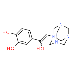 ChemSpider 2D Image | 1-[(Z)-2-(3,4-Dihydroxyphenyl)-2-hydroxyvinyl]-3,5,7-triaza-1-azoniatricyclo[3.3.1.1~3,7~]decane | C14H19N4O3