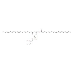 ChemSpider 2D Image | 3-{[(2,3-Dihydroxypropoxy)(hydroxy)phosphoryl]oxy}-2-[(9E,12E,15E)-9,12,15-octadecatrienoyloxy]propyl (9E,12E,15E)-9,12,15-octadecatrienoate | C42H71O10P