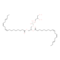 ChemSpider 2D Image | 3-{[(2,3-Dihydroxypropoxy)(hydroxy)phosphoryl]oxy}-2-[(9Z,12Z,15E)-9,12,15-octadecatrienoyloxy]propyl (9Z,12Z,15E)-9,12,15-octadecatrienoate | C42H71O10P