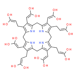 ChemSpider 2D Image | 3,3',3'',3'''-[3,8,13,17-Tetrakis(2,2-dihydroxyvinyl)-5,10,15,20,22,24-hexahydroporphyrin-2,7,12,18-tetrayl]tetrakis(1-propene-1,1-diol) | C40H44N4O16