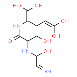 ChemSpider 2D Image | N~2~-(1-Hydroxy-2-iminoethyl)-N-(1,1,5,5-tetrahydroxy-1,4-pentadien-2-yl)serinamide | C10H17N3O7