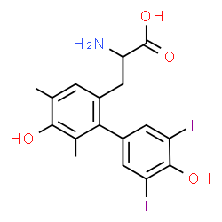 ChemSpider 2D Image | 2-Amino-3-(4',5-dihydroxy-3',4,5',6-tetraiodo-2-biphenylyl)propanoic acid (non-preferred name) | C15H11I4NO4