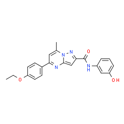 ChemSpider 2D Image | 5-(4-Ethoxyphenyl)-N-(3-hydroxyphenyl)-7-methylpyrazolo[1,5-a]pyrimidine-2-carboxamide | C22H20N4O3