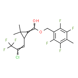 ChemSpider 2D Image | (E)-{3-[(1E)-2-Chloro-3,3,3-trifluoro-1-propen-1-yl]-2,2-dimethylcyclopropylidene}[(2,3,5,6-tetrafluoro-4-methylbenzyl)oxy]methanol | C17H14ClF7O2