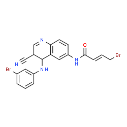 ChemSpider 2D Image | (2E)-4-Bromo-N-{4-[(3-bromophenyl)amino]-3-cyano-3,4-dihydro-6-quinolinyl}-2-butenamide | C20H16Br2N4O