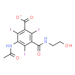 ChemSpider 2D Image | 3-Acetamido-5-[(2-hydroxyethyl)carbamoyl]-2,4,6-triiodobenzoate | C12H10I3N2O5