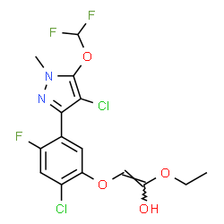 ChemSpider 2D Image | (E)-2-{2-Chloro-5-[4-chloro-5-(difluoromethoxy)-1-methyl-1H-pyrazol-3-yl]-4-fluorophenoxy}-1-ethoxyethenol | C15H13Cl2F3N2O4