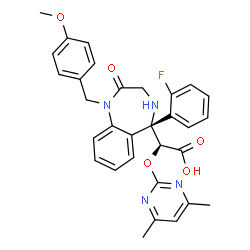 ChemSpider 2D Image | (2S)-[(4,6-Dimethyl-2-pyrimidinyl)oxy][(5R)-5-(2-fluorophenyl)-1-(4-methoxybenzyl)-2-oxo-2,3,4,5-tetrahydro-1H-1,4-benzodiazepin-5-yl]acetic acid | C31H29FN4O5