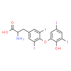 ChemSpider 2D Image | O-(2-Hydroxy-3,5-diiodophenyl)-3,5-diiodotyrosine | C15H11I4NO4
