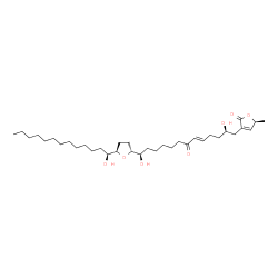 ChemSpider 2D Image | (5S)-3-[(2R,5E,13R)-2,13-Dihydroxy-13-{(2R,5R)-5-[(1S)-1-hydroxytridecyl]tetrahydro-2-furanyl}-7-oxo-5-tridecen-1-yl]-5-methyl-2(5H)-furanone | C35H60O7