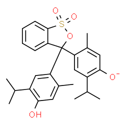 ChemSpider 2D Image | 4-[3-(4-Hydroxy-5-isopropyl-2-methylphenyl)-1,1-dioxido-3H-2,1-benzoxathiol-3-yl]-2-isopropyl-5-methylphenolate | C27H29O5S