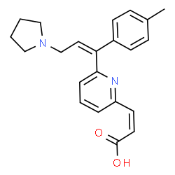 ChemSpider 2D Image | (2Z)-3-{6-[(1Z)-1-(4-Methylphenyl)-3-(1-pyrrolidinyl)-1-propen-1-yl]-2-pyridinyl}acrylic acid | C22H24N2O2
