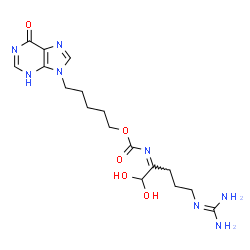 ChemSpider 2D Image | 5-(6-Oxo-3,6-dihydro-9H-purin-9-yl)pentyl {(2Z)-5-[(diaminomethylene)amino]-1,1-dihydroxy-2-pentanylidene}carbamate | C17H26N8O5