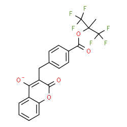 ChemSpider 2D Image | 3-(4-{[(1,1,1,3,3,3-Hexafluoro-2-methyl-2-propanyl)oxy]carbonyl}benzyl)-2-oxo-2H-chromen-4-olate | C21H13F6O5