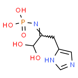 ChemSpider 2D Image | [(2Z)-1,1-Dihydroxy-3-(1H-imidazol-5-yl)-2-propanylidene]phosphoramidic acid | C6H10N3O5P