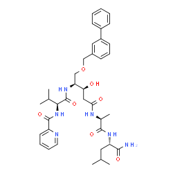 ChemSpider 2D Image | N-[(2S)-1-{[(2S,3S)-5-{[(2S)-1-{[(2S)-1-Amino-4-methyl-1-oxo-2-pentanyl]amino}-1-oxo-2-propanyl]amino}-1-(3-biphenylylmethoxy)-3-hydroxy-5-oxo-2-pentanyl]amino}-3-methyl-1-oxo-2-butanyl]-2-pyridinecar
boxamide | C38H50N6O7