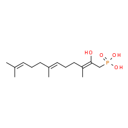 ChemSpider 2D Image | [(2Z,6E)-2-Hydroxy-3,7,11-trimethyl-2,6,10-dodecatrien-1-yl]phosphonic acid | C15H27O4P