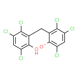 ChemSpider 2D Image | 3,4,6-Trichloro-2-(2,3,5-trichloro-6-hydroxybenzyl)phenolate | C13H5Cl6O2