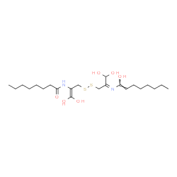 ChemSpider 2D Image | N-(3-{[(2E)-3,3-Dihydroxy-2-{[(1Z)-1-hydroxy-1-octen-1-yl]imino}propyl]disulfanyl}-1,1-dihydroxy-1-propen-2-yl)octanamide | C22H40N2O6S2