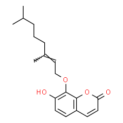 ChemSpider 2D Image | 8-[(3,7-Dimethyl-2-octen-1-yl)oxy]-7-hydroxy-2H-1-benzopyran-2-one | C19H24O4