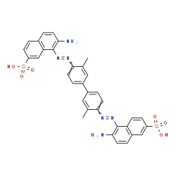 ChemSpider 2D Image | 6-Amino-5-[(E)-{4'-[(E)-(2-amino-7-sulfo-1-naphthyl)diazenyl]-3,3'-dimethyl-4-biphenylyl}diazenyl]-2-naphthalenesulfonic acid | C34H28N6O6S2
